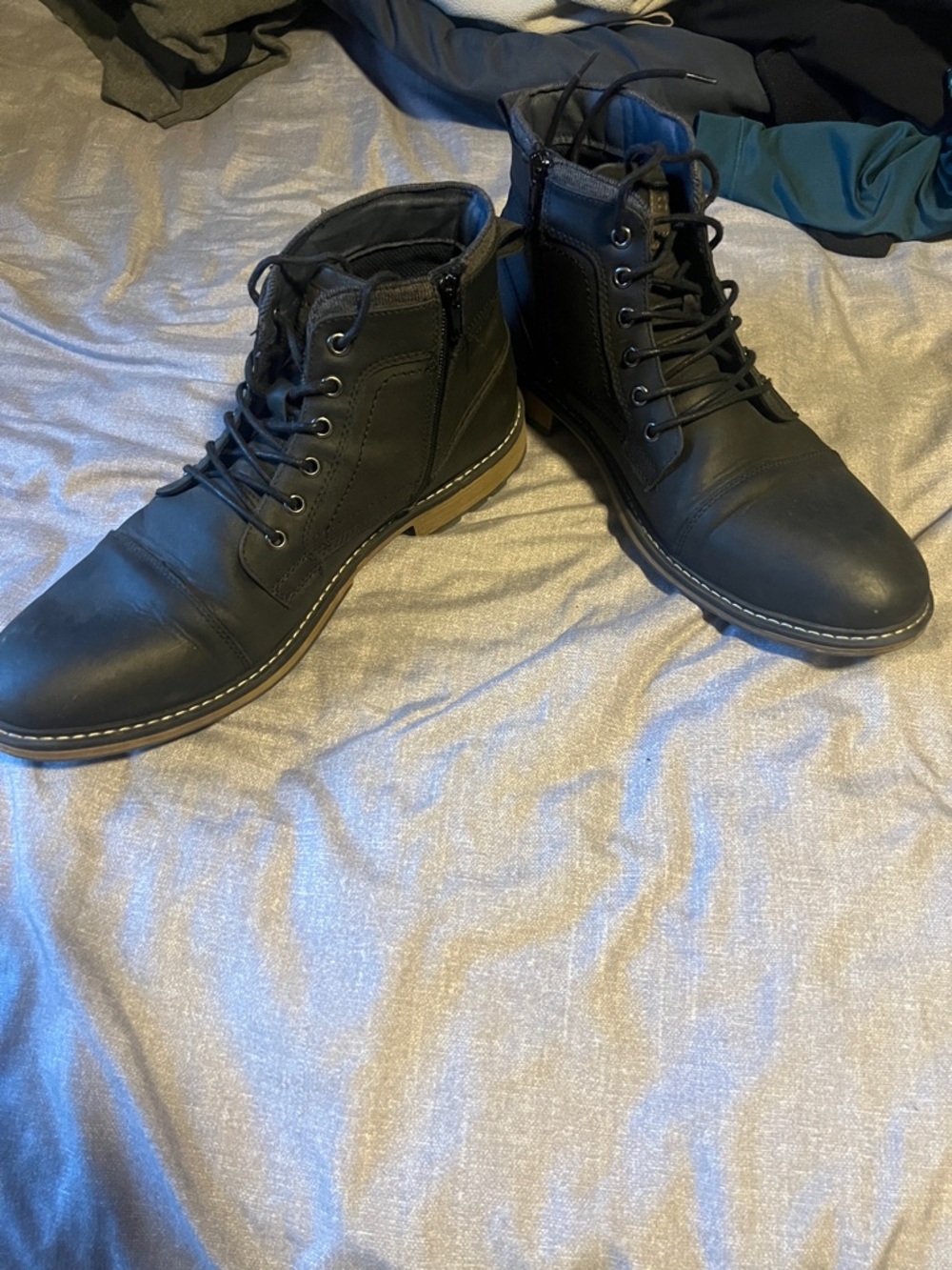 Men's Black Lace-Up Side-Zip Workstyle Boots